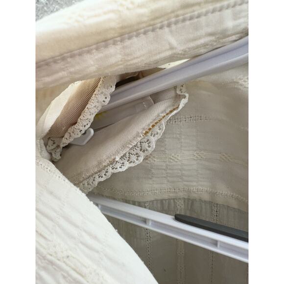 Woolrich Womens Shirt Size Medium Ivory Floral Long Sleeve Button Up Collared - Picture 6 of 12